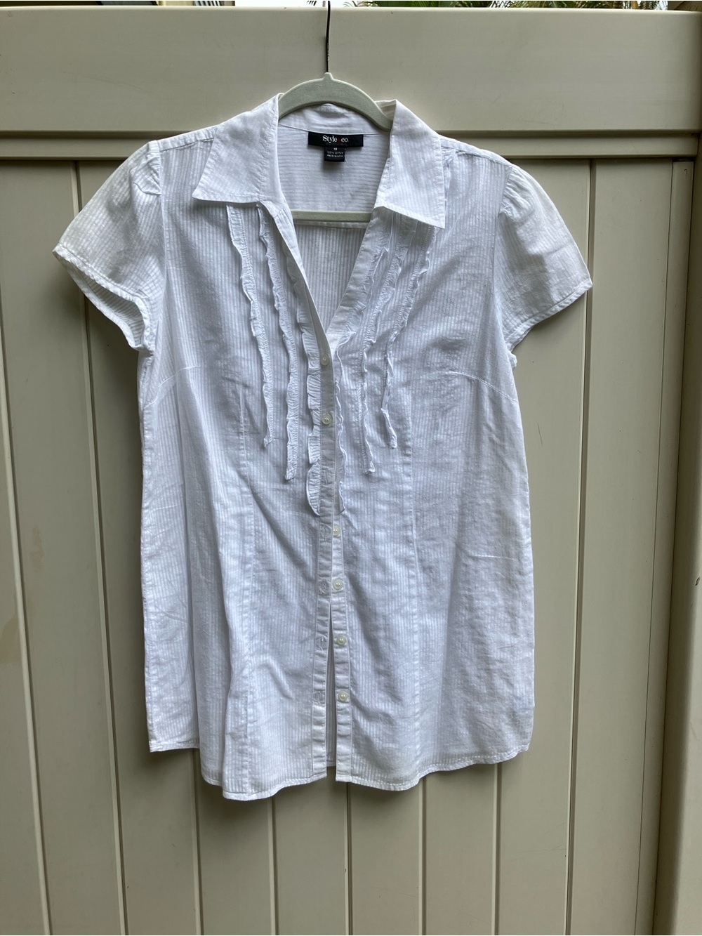 100% cotton ruffle coquette white top closet staple versatile neutral
